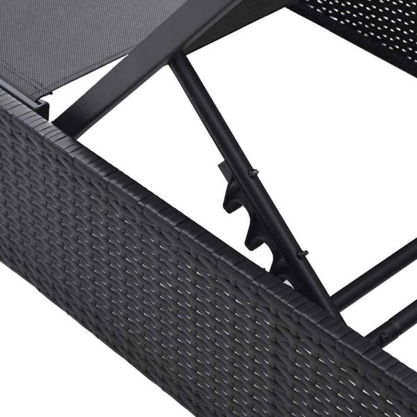 Sonnenliege Schwarz 60x200x27 cm Poly Rattan