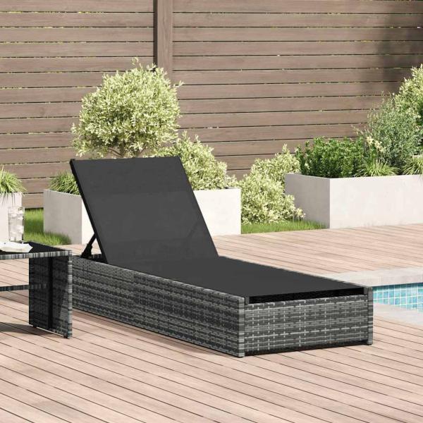 ARDEBO.de - Sonnenliege Grau 60x200x27 cm Poly Rattan