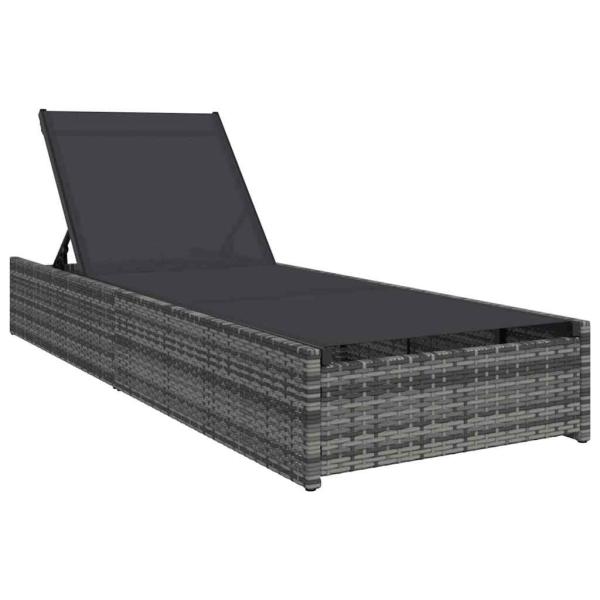 Sonnenliege Grau 60x200x27 cm Poly Rattan
