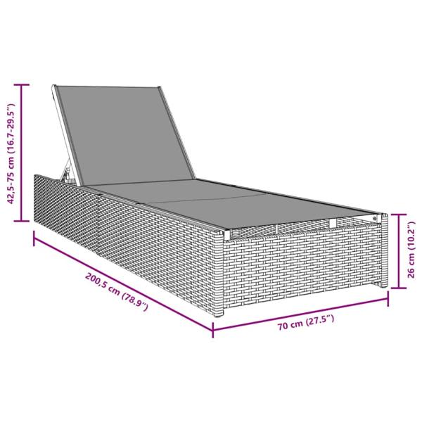 Sonnenliege Grau 60x200x27 cm Poly Rattan