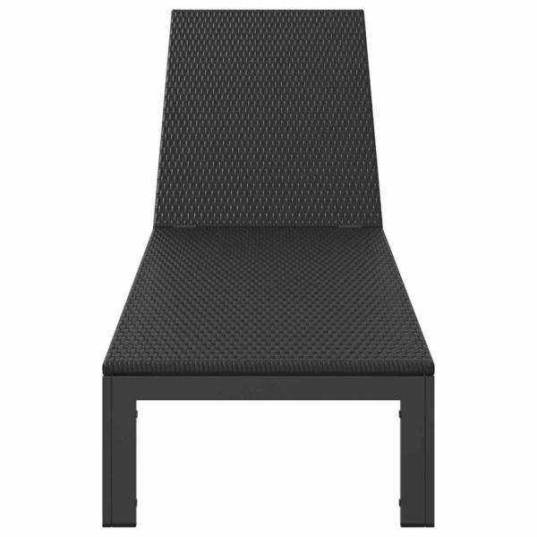 Sonnenliege mit Rädern Schwarz Poly Rattan