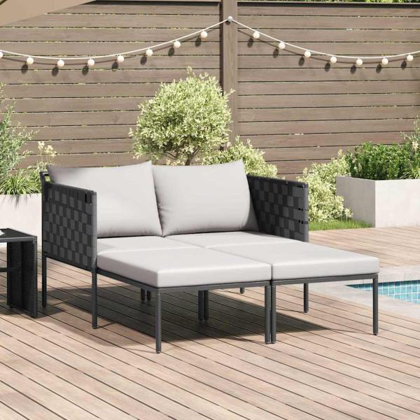 ARDEBO.de - Sonnenliege mit Kissen für 2 Personen Anthrazit 115x153x69,5 cm Stahl