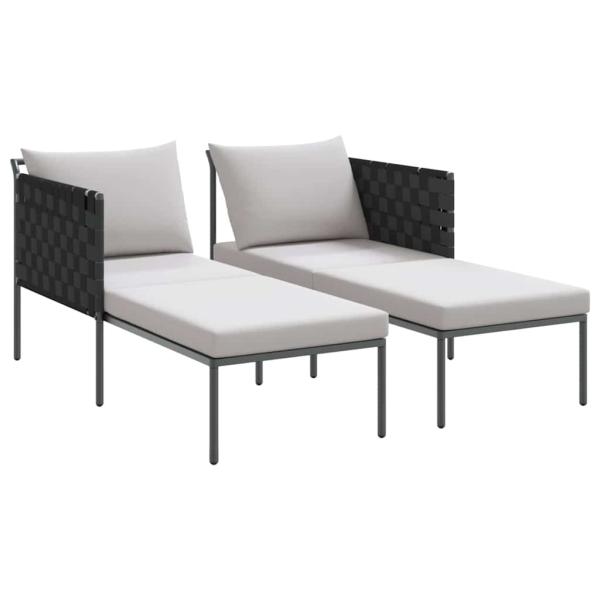 Sonnenliege mit Kissen für 2 Personen Anthrazit 115x153x69,5 cm Stahl