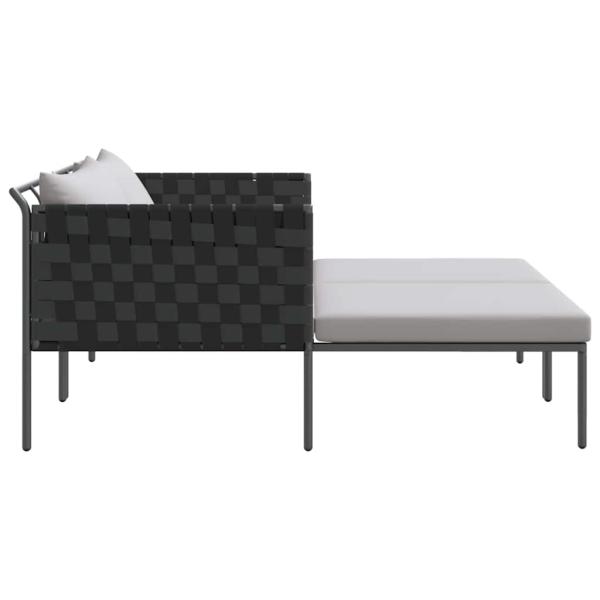 Sonnenliege mit Kissen für 2 Personen Anthrazit 115x153x69,5 cm Stahl
