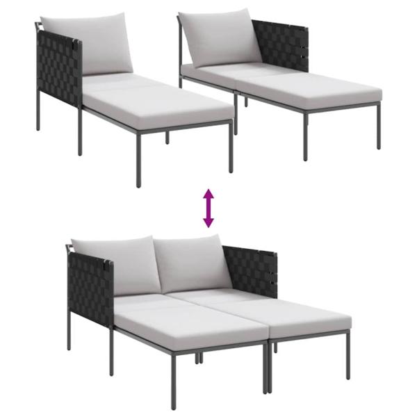 Sonnenliege mit Kissen für 2 Personen Anthrazit 115x153x69,5 cm Stahl