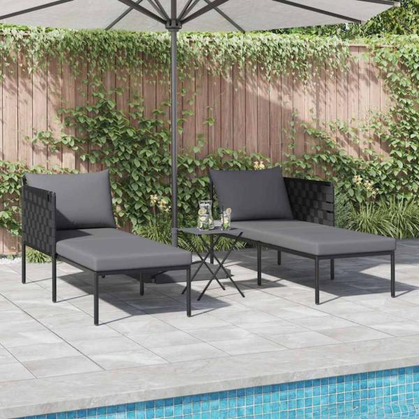 Sonnenliege mit Kissen für 2 Personen Anthrazit 115x153x69,5 cm Stahl