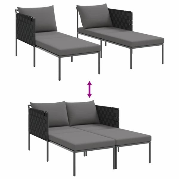 Sonnenliege mit Kissen für 2 Personen Anthrazit 115x153x69,5 cm Stahl