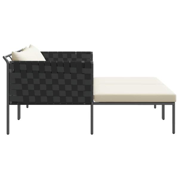 Sonnenliege mit Kissen für 2 Personen Anthrazit 115x153x69,5 cm Stahl