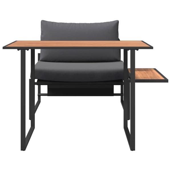 2-teiliges Garten-Esszimmer-Set mit Einzelsitz und anthrazitfarbenen Kissen