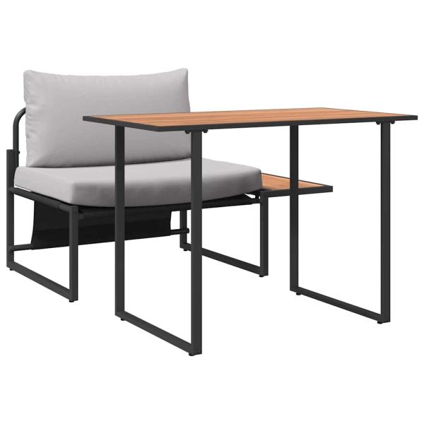 2-teilige Garten-Essgruppe mit einem einzelnen Platz und hellgrauen Kissen