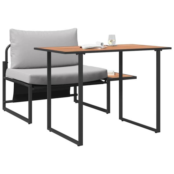 2-teilige Garten-Essgruppe mit einem einzelnen Platz und hellgrauen Kissen