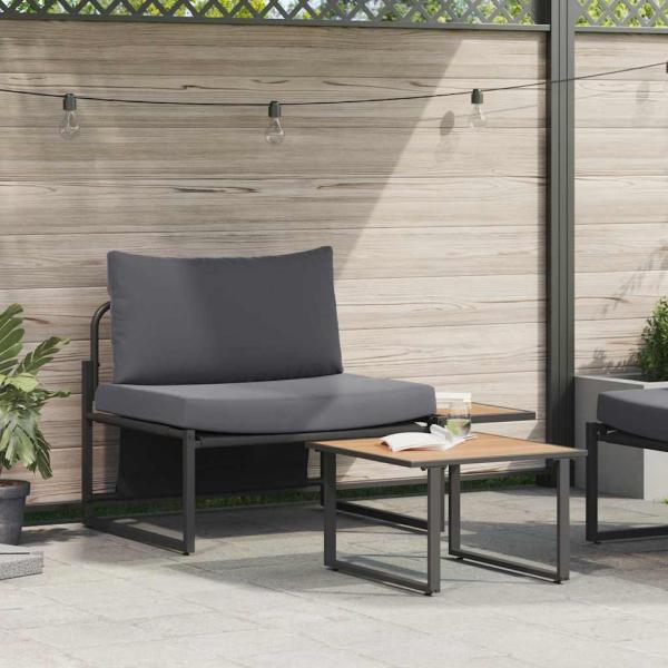 ARDEBO.de - 2-teiliges Garten-Sofa-Set mit einem Einzel-Sessel und anthrazitfarbenen Kissen