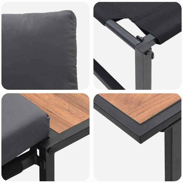 2-teiliges Garten-Sofa-Set mit einem Einzel-Sessel und anthrazitfarbenen Kissen