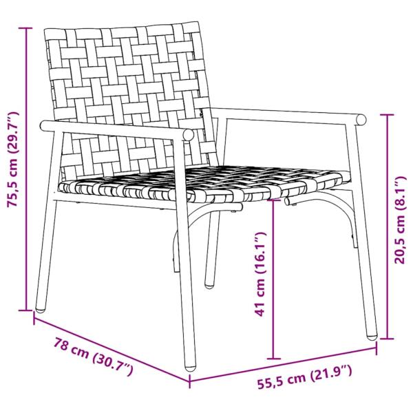 Gartenstühle 2 Stück Schwarz 79x56x73,5 cm Poly Rattan