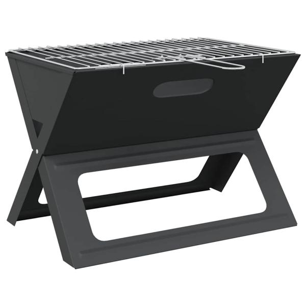 Faltbarer Holzkohle-Grill Schwarz 46x30x31 cm aus Stahl