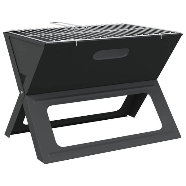 Faltbarer Holzkohle-Grill Schwarz 46x30x31 cm aus Stahl