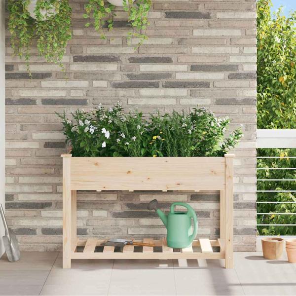 ARDEBO.de - Gartenpflanzer mit Regal 115x59x76 cm aus massivem Kiefernholz