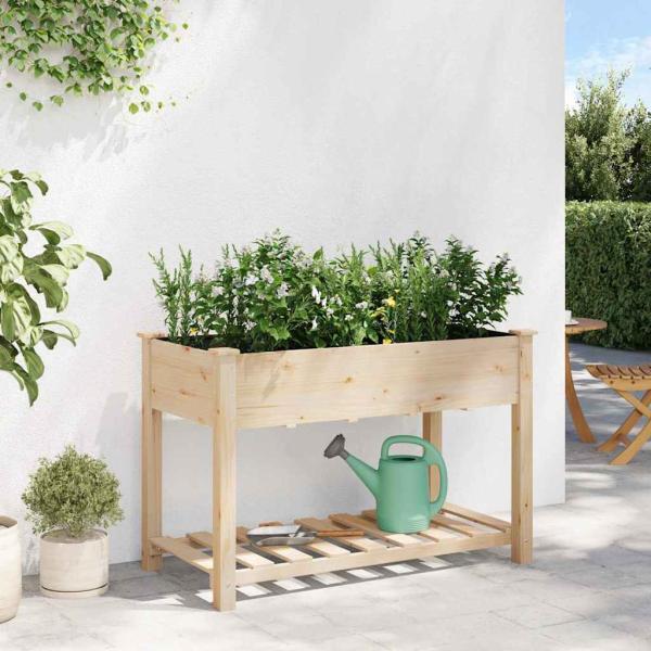 Gartenpflanzer mit Regal 115x59x76 cm aus massivem Kiefernholz