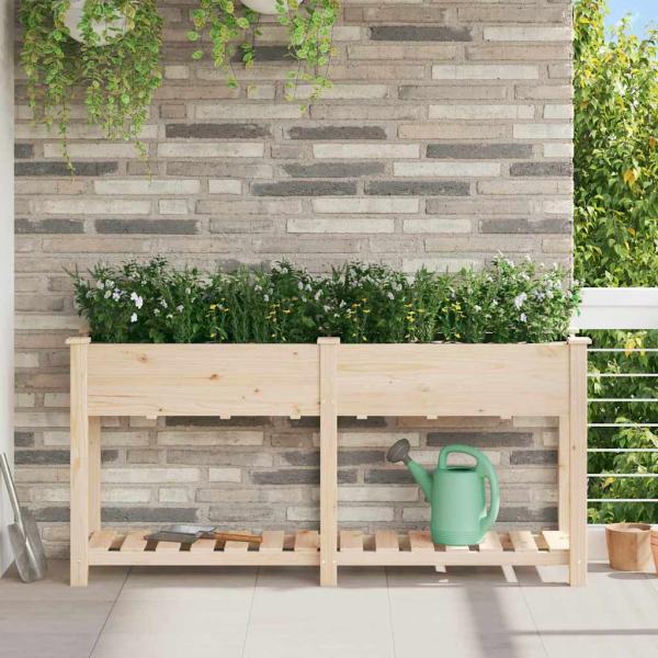 ARDEBO.de - Gartenpflanzer mit Regal 161x43x76 cm aus massivem Kiefernholz