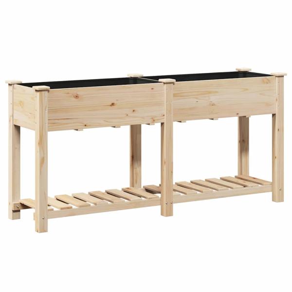 Gartenpflanzer mit Regal 161x43x76 cm aus massivem Kiefernholz