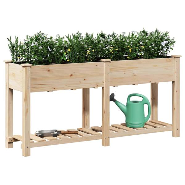 Gartenpflanzer mit Regal 161x43x76 cm aus massivem Kiefernholz