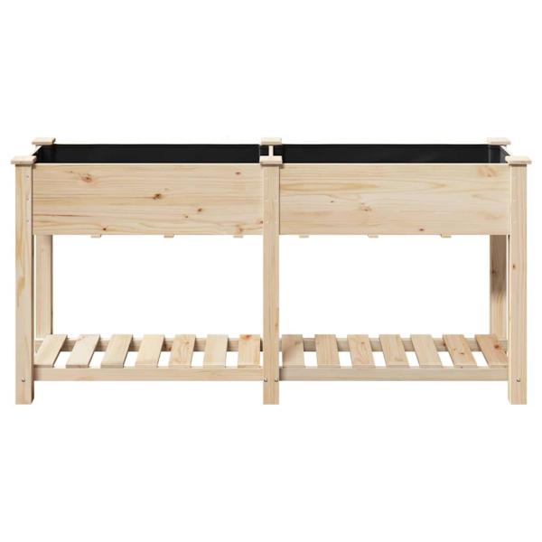 Gartenpflanzer mit Regal 161x43x76 cm aus massivem Kiefernholz