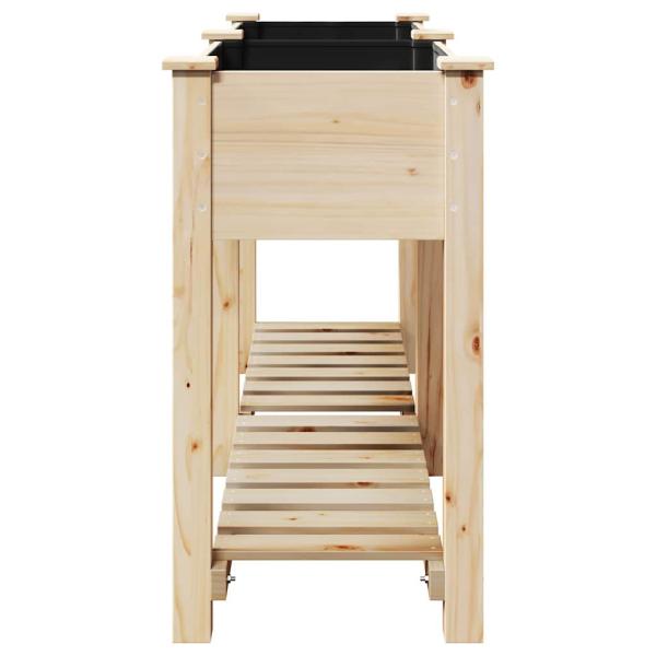 Gartenpflanzer mit Regal 161x43x76 cm aus massivem Kiefernholz