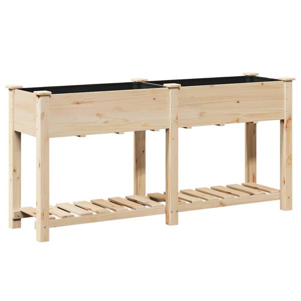 Gartenpflanzer mit Regal 161x43x76 cm aus massivem Kiefernholz