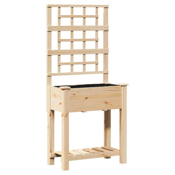 Gartenpflanzer mit Spalier & Regal 71x37x152 cm aus massivem Holz Kiefer