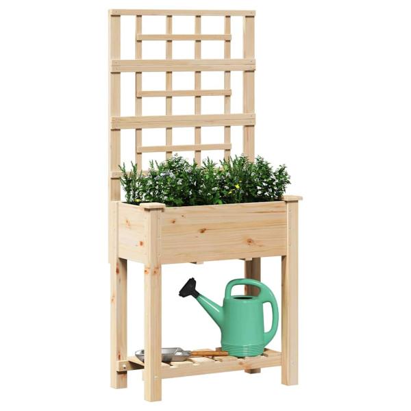 Gartenpflanzer mit Spalier & Regal 71x37x152 cm aus massivem Holz Kiefer