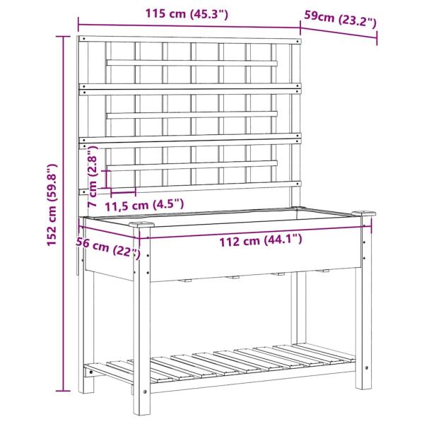 Gartenpflanzer mit Rankgitter und Regal 115x59x152 cm Massivholz Kiefer