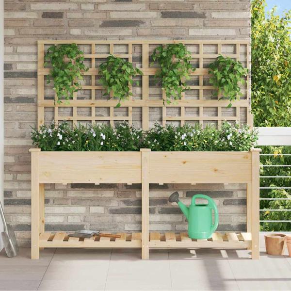 ARDEBO.de - Gartenpflanzer mit Spalier und Regal 161x43x152 cm aus massivem Kiefernholz