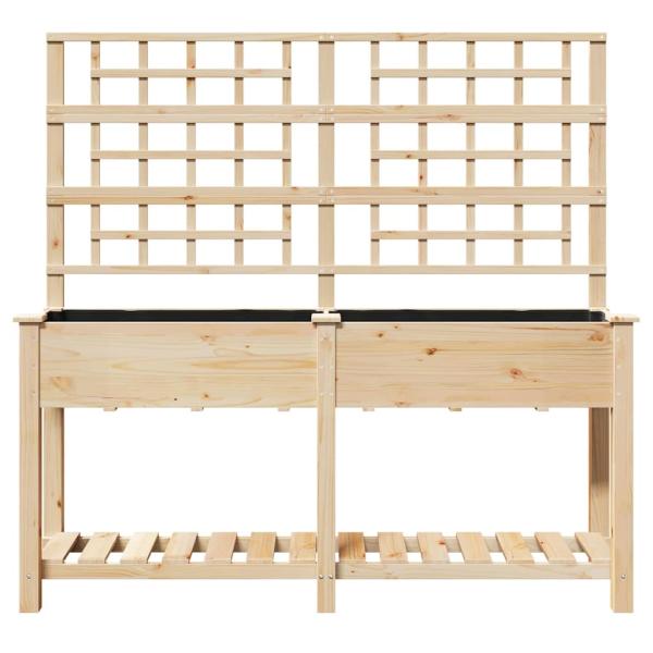 Gartenpflanzer mit Spalier und Regal 161x43x152 cm aus massivem Kiefernholz