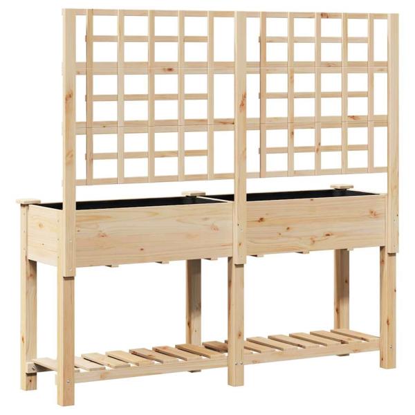 Gartenpflanzer mit Spalier und Regal 161x43x152 cm aus massivem Kiefernholz