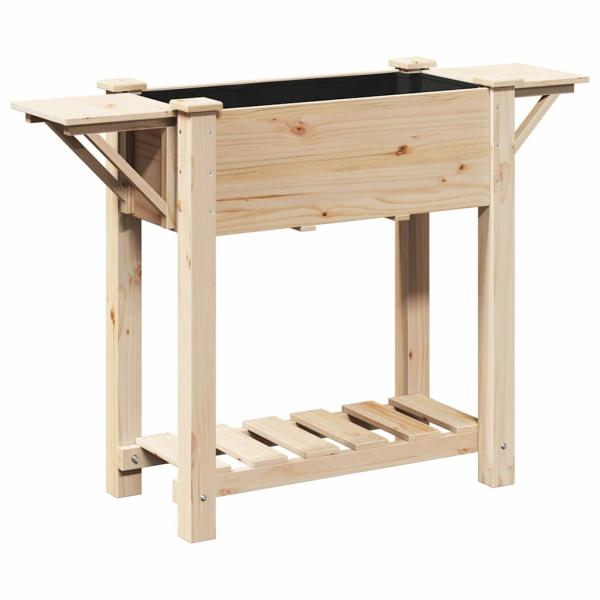 Gartenpflanzer mit Regalen 111x37x76 cm aus massivem Kiefernholz