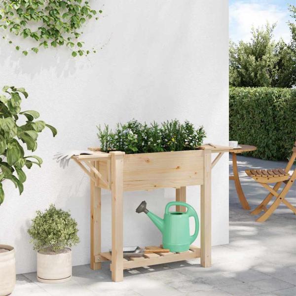 Gartenpflanzer mit Regalen 111x37x76 cm aus massivem Kiefernholz