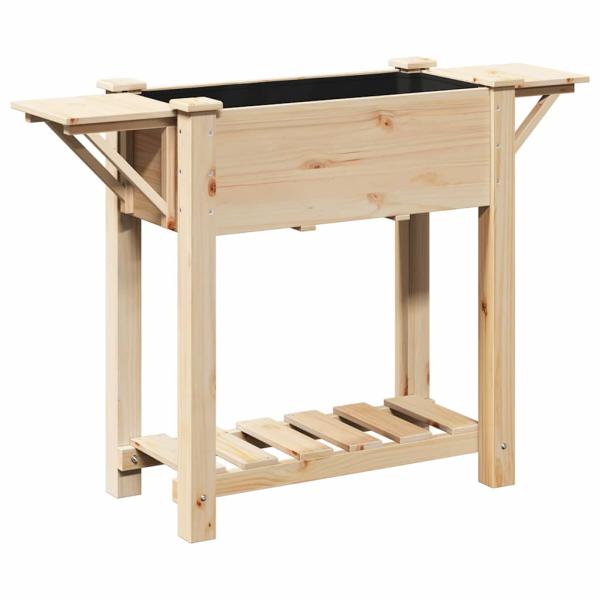 Gartenpflanzer mit Regalen 111x37x76 cm aus massivem Kiefernholz
