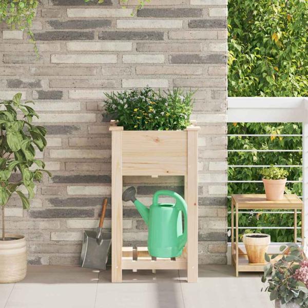 ARDEBO.de - Gartenpflanzer mit Regal 45x45x76 cm aus massivem Kiefernholz