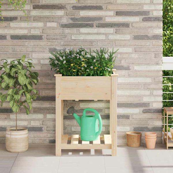 ARDEBO.de - Gartenpflanzer mit Regal 60x60x76 cm aus massivem Kiefernholz