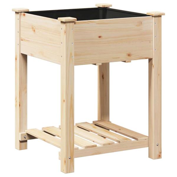 Gartenpflanzer mit Regal 60x60x76 cm aus massivem Kiefernholz