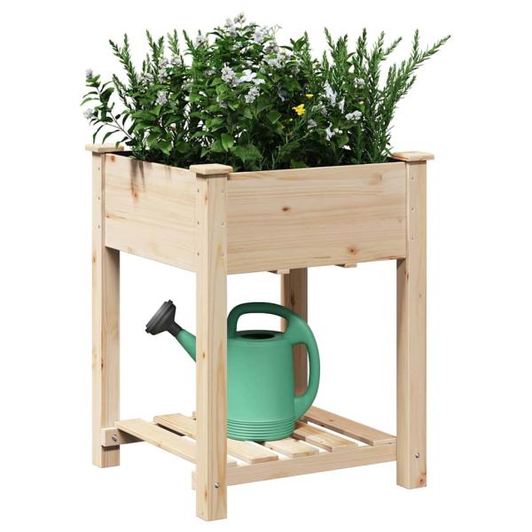 Gartenpflanzer mit Regal 60x60x76 cm aus massivem Kiefernholz