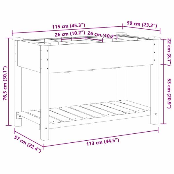 Gartenpflanzer mit Gittern 115x59x76 cm aus massivem Kiefernholz