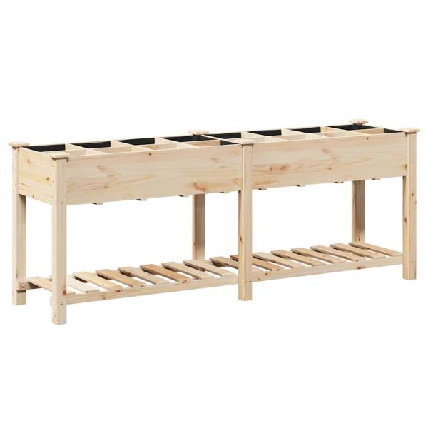 Gartenpflanzer mit Rastern 203x53x76 cm aus massivem Kiefernholz