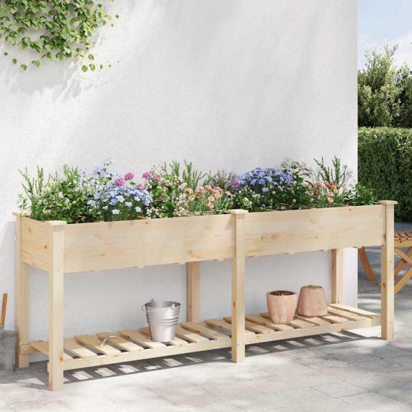 Gartenpflanzer mit Rastern 203x53x76 cm aus massivem Kiefernholz