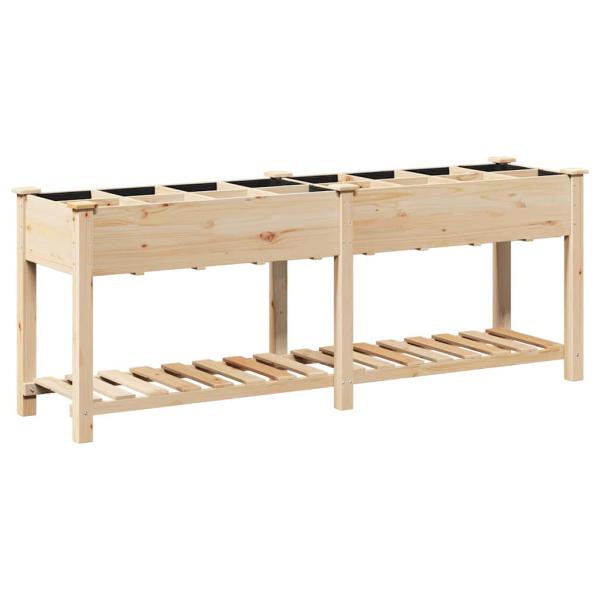 Gartenpflanzer mit Rastern 203x53x76 cm aus massivem Kiefernholz