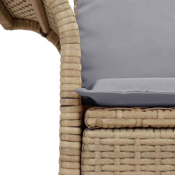 ARDEBO.de - 2-Sitzer Garten-Sofa mit Kissen Beige Poly Rattan