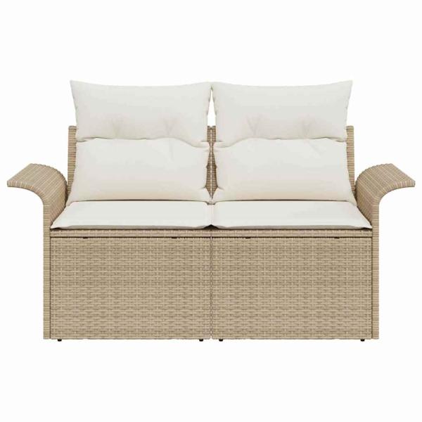 2-Sitzer Gartensofa mit Kissen Beige Polyrattan