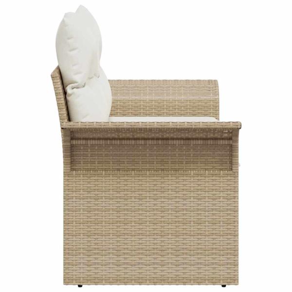 2-Sitzer Gartensofa mit Kissen Beige Polyrattan