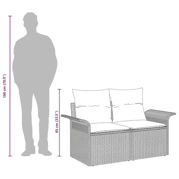 2-Sitzer Gartensofa mit Kissen Beige Polyrattan