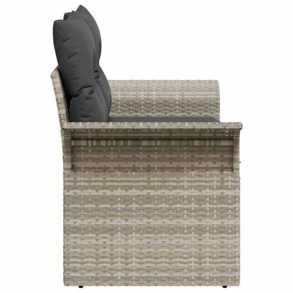 2-Sitzer Garten-Sofa mit Kissen Hellgrau Poly Rattan